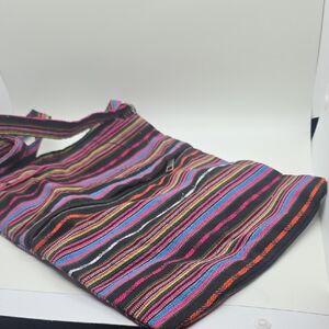 Striped Multicolor Woven Tote Bag